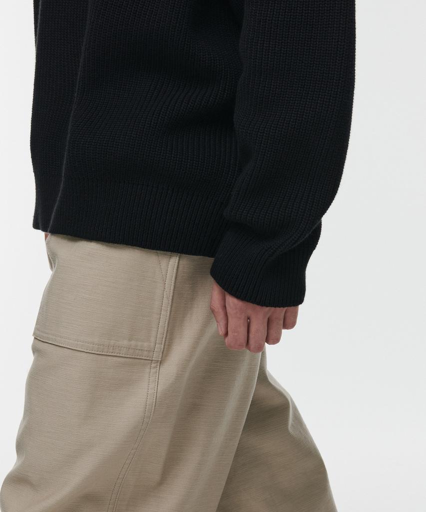 MUSINSA STANDARD Cotton Ribbed Collared Knit [Black]