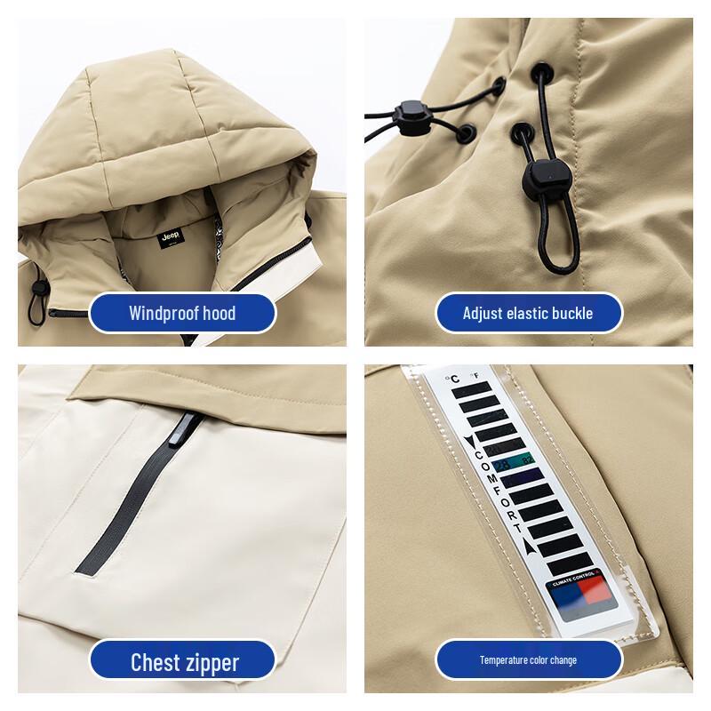 Jeep Мужская ветрозащитная стеганая куртка с капюшоном