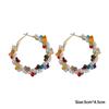 Y2K Colored Bead Crystal Pearl Exaggerated Hoop Earrings for Women Luxury Round Irregular Earring High-End Travel Accessory Gift