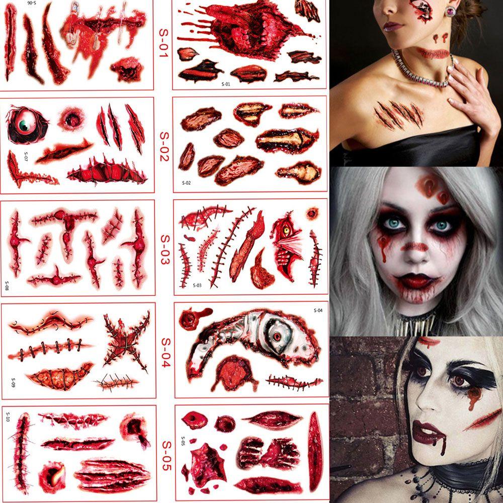Temporary Bloody Wound Tattoos Scars Tattoos Wound Scratches Stickers Halloween Tattoo Stickers