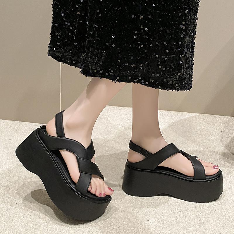 Fashion Fashion Summer Women Slippers Beach Flip-Flops Ladies Party Shoes Wedge Heels Outside Sandals Woman High Platform Slippers 8CM