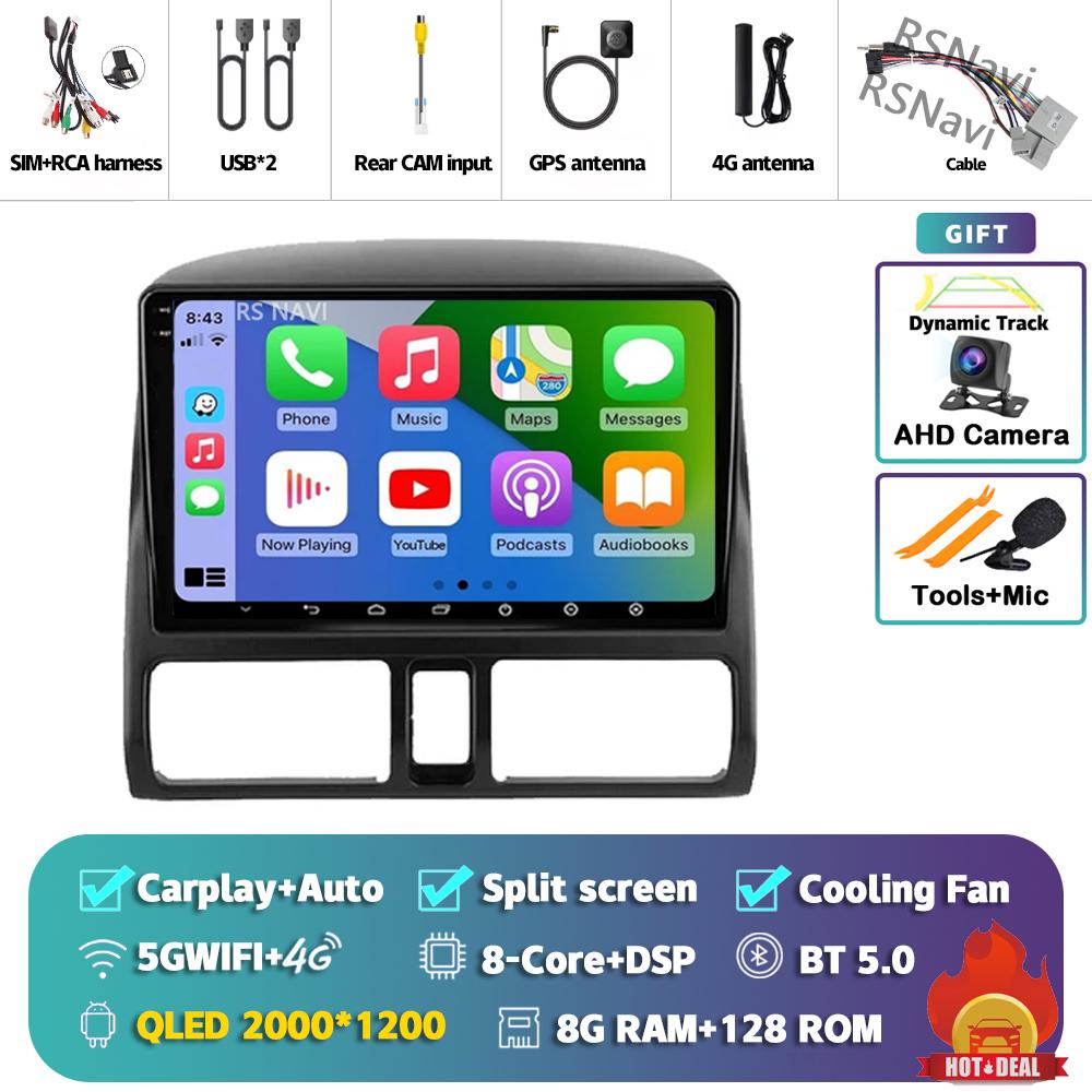 Android 14 Carplay 2DIN Car Radio Multimedia Video Player For Honda CR-V 2002 - 2005 Navigation GPS Stereo DSP 360 Camera DVD BT
