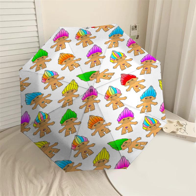 1PC Trolls Umbrella-9-Rib Reinforced, Automatic Open, Lightweight & Durable, Cute Fashion Accessory for Outdoor-P0716