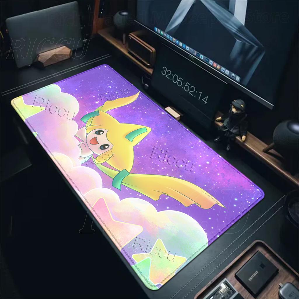Mouse Pad Colorful Gaming Keyboard Rug Laptop Japan Anime XXL P-pokemon Jirachi Pattern Anti-slip Desk Mat PC Gamer LockEdge Mat
