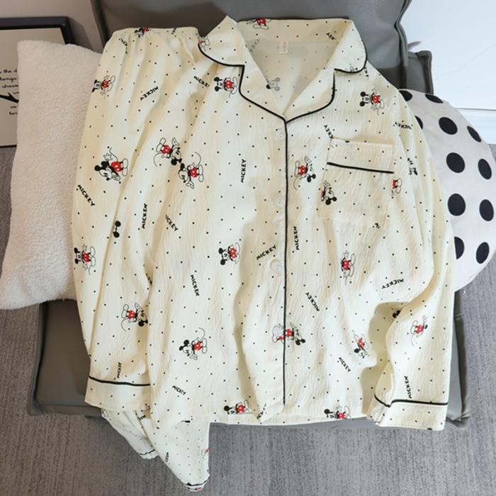 Homewear Flower Print V-neck Women's Pajamas Set Aesthetic Art Soft Two-piece Pajamas Set Sweet Casual Autumn  Sleepwear