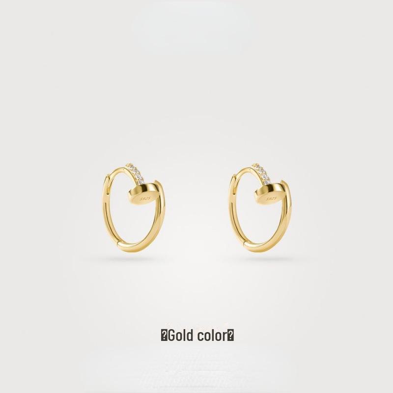 Серьги Niche Cold Style в форме ногтей из чистого серебра для женщин - простые, элегантные, легкие и роскошные