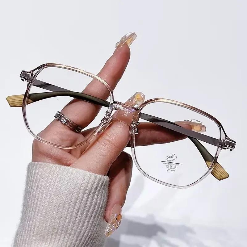 Women'S Retro Ultra-Light Square Reading Glasses Men'S New Fashion Large Frame High-Definition Lenses Presbyopia Glasses