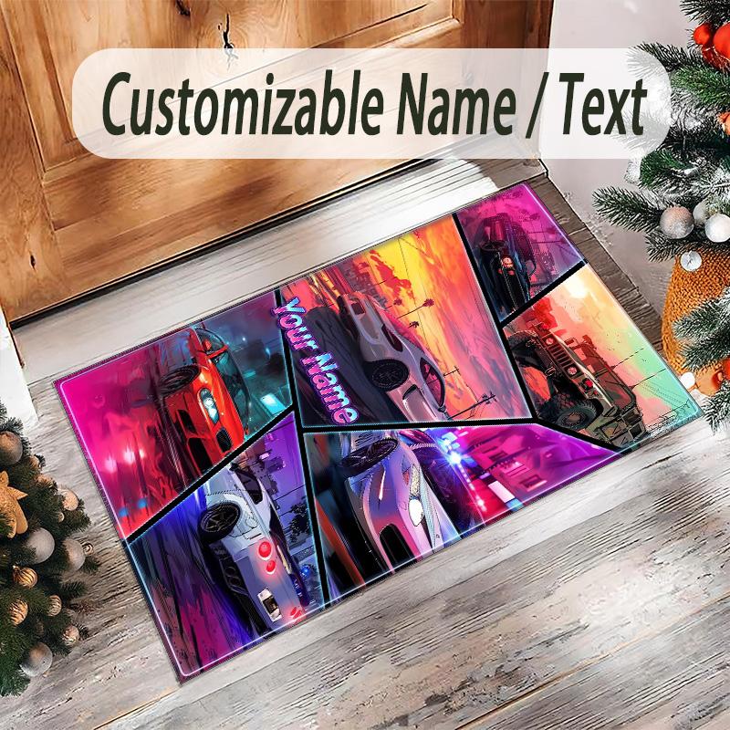 Personalized Crystal Velvet Carpet Custom Name Text,GTA Anti Slip Area Rug For Home Decoration
