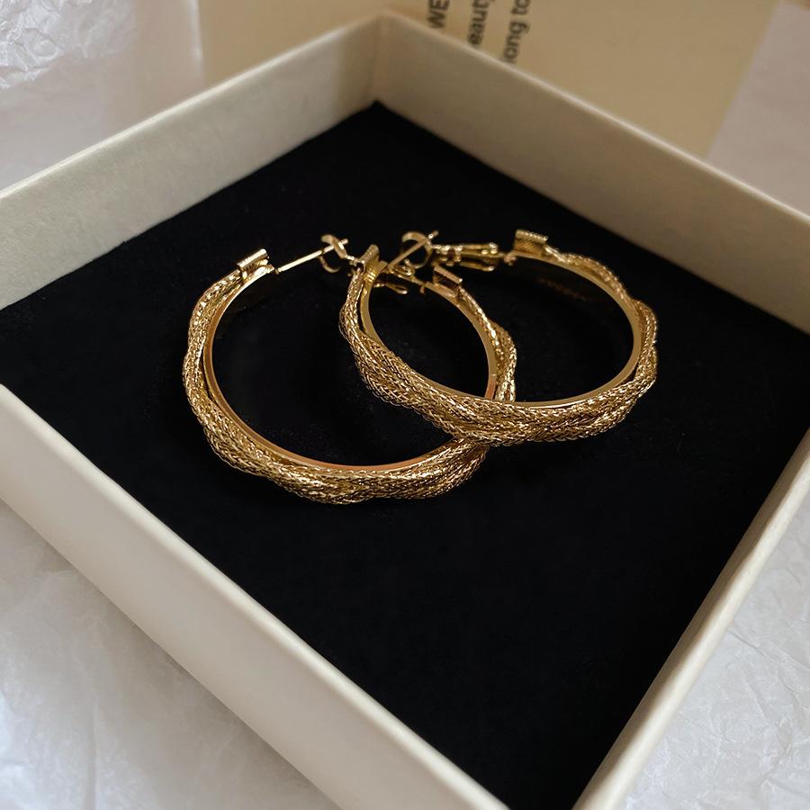 Серьги-кольца из золота с измельченным серебряным цирконом серьги Европейский и американский дизайн серег нишевые