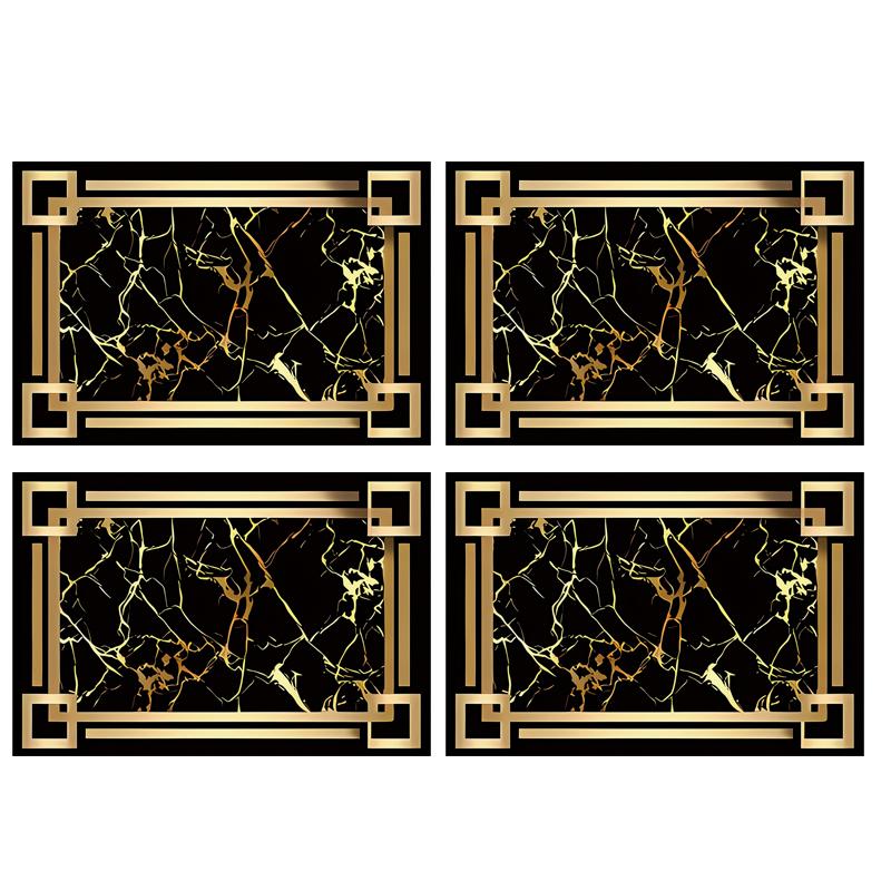 4 шт. Черные золотистые узорчатые подставки под посуду - Подставки под тарелки, подставки под чашки, салфетки для кухонных обеденных столов, Декор для вечеринки