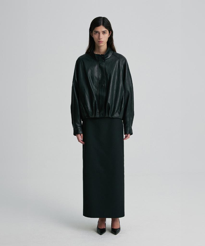 RE RHEE Leather Blouson Jacket Black
