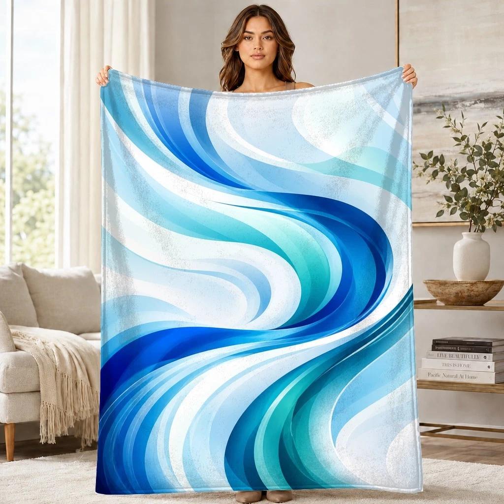 Abstract Wave Flow Coral Fleece Blanket