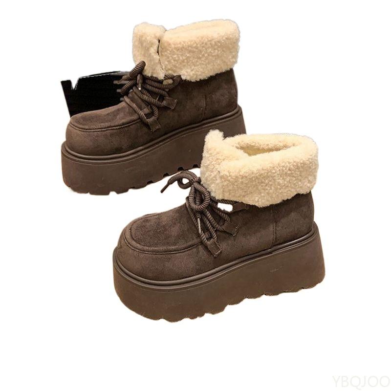 Зимние новые плюшевые женские туфли на толстой подошве, теплые, модные, универсальные хлопковые туфли, повседневные удобные зимние ботинки