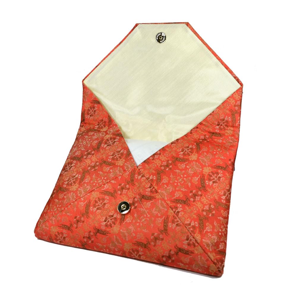 Сумка Окадаэн Сукия, сумка для чайной церемонии в японском стиле для женщин, изготовленная из чистого шелка с дизайном козы и цветов, и задней частью на молнии.