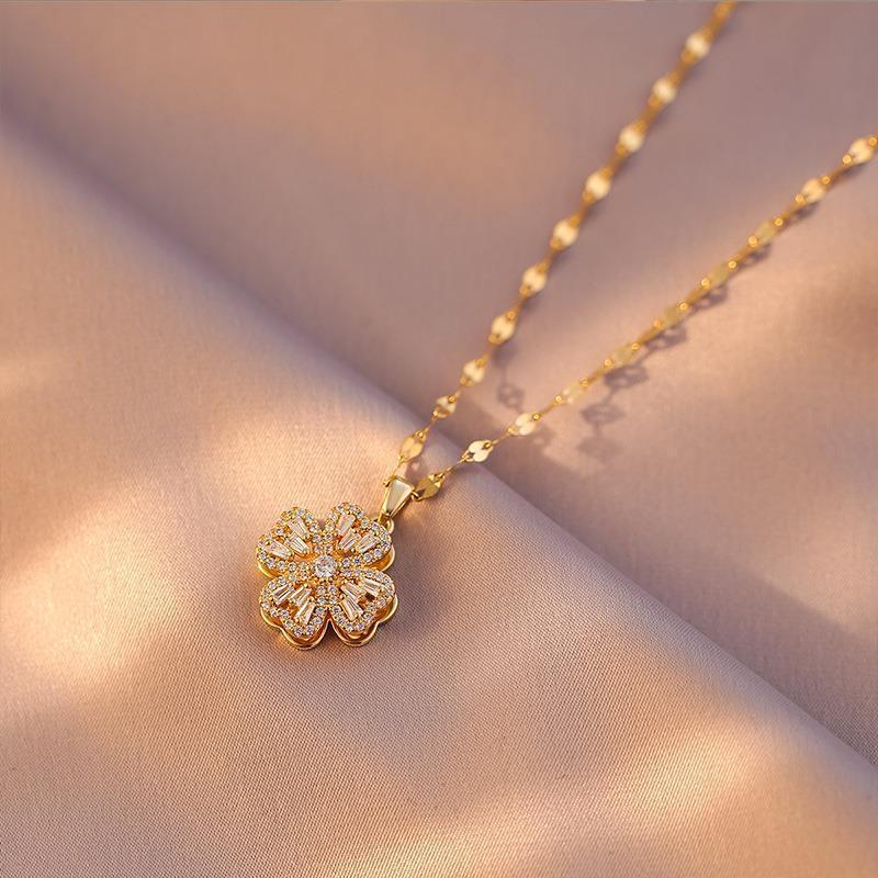 Ожерелье из титановой стали с четырехлистным клевером Haoshi: Элегантный, универсальный, высококачественный медный кулон