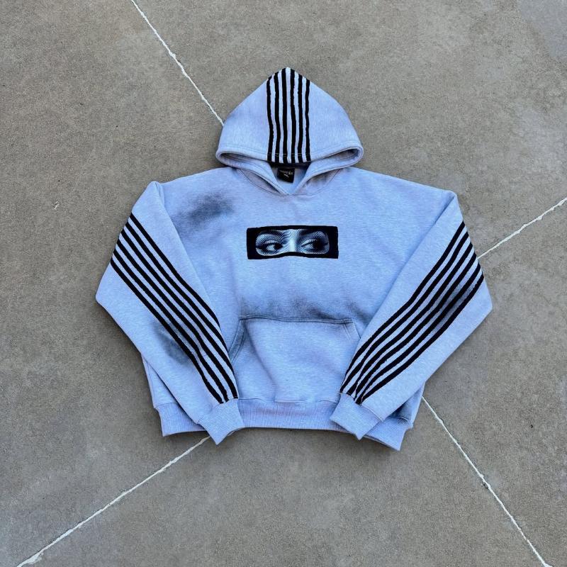 Европейская и американская ретро полосатая свободная унисекс уличная хип-хоп толстовка с вышивкой патча