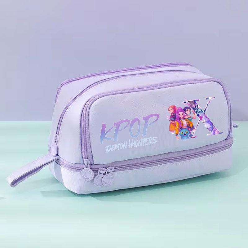 Demon Hunter Girls Team Pencil Case: Large Capacity, Cute Stationery Box for Primary Students