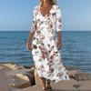 Платья для женщин Винтажный принт Туника с завышенной талией Миди платье Летнее Повседневное платье с рукавом 3/4
