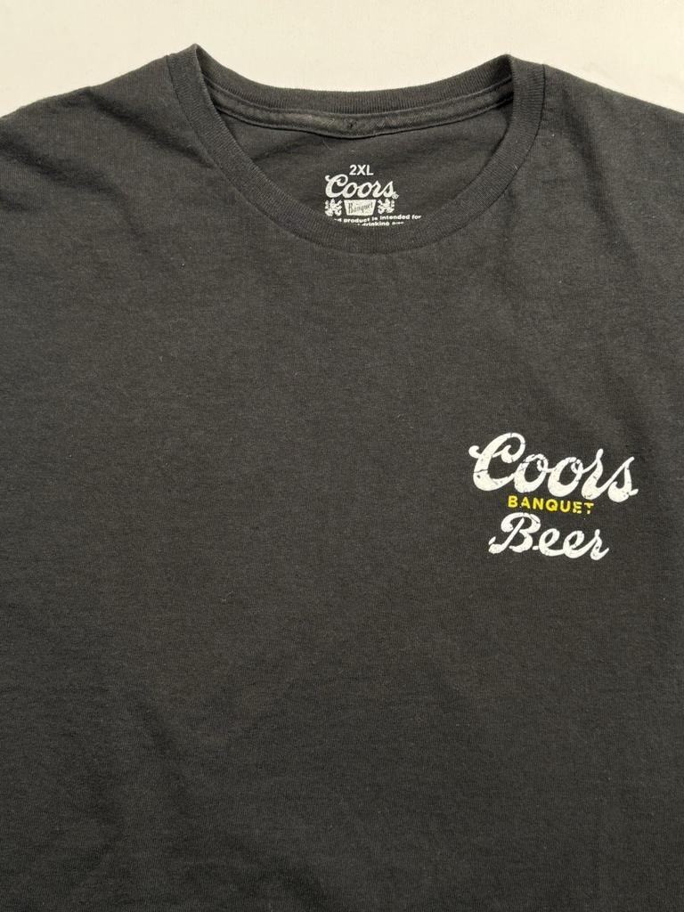 Coors Banquet Beer 2XL Black Graphic Tee Vintage Style Short Sleeve Unisex T-Shirt