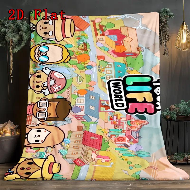 Toca Boca World 2D Flat Pattern Flannel Blanket High quality All Seasons Warmth and Comfort Perfect for Christmas Gifts.NMT0928172