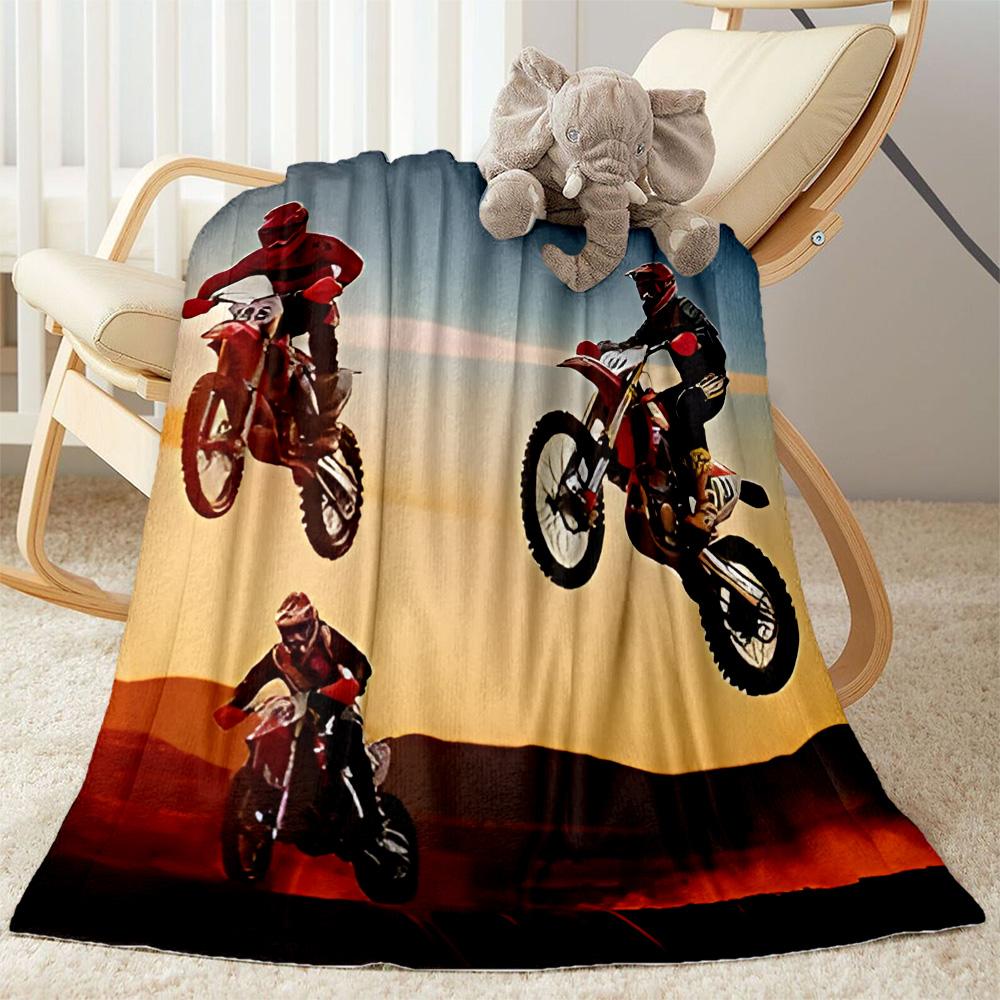 Motocross Adventure Sport Flannel Blanket - Soft and Suitable for Sofas, Beds, Offices, Travel, All Seasons, and The Best Gift for The Holidays.