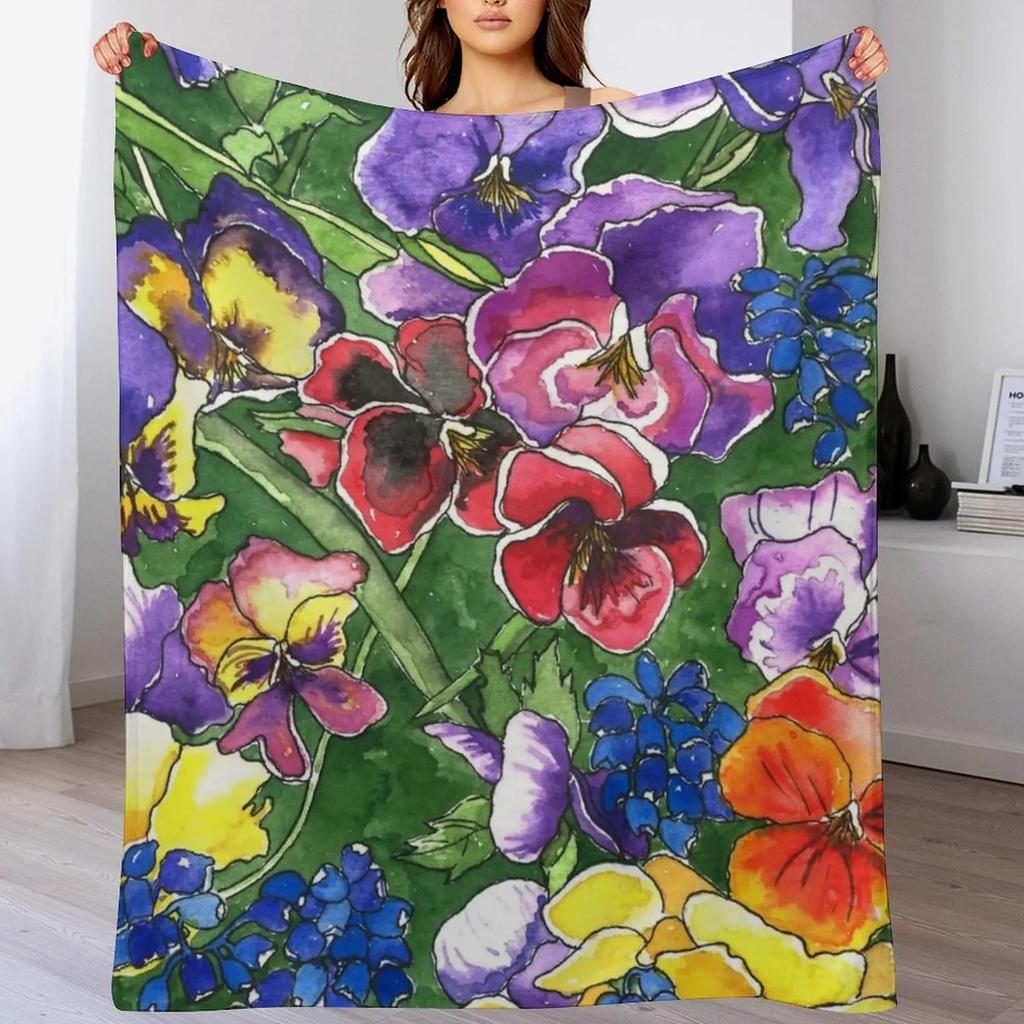Pansies Throw Blanket All Weather Soft Throw Blanket for Sofa