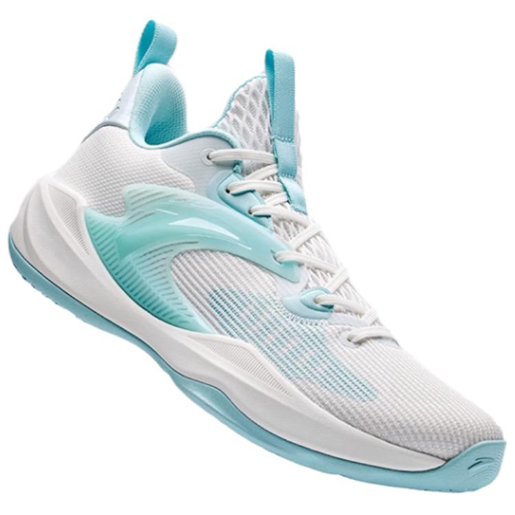 Anta Light Cavalry 9 Shock Absorbing Non-Slip Wear-Resistant Low-Top Basketball Shoes Men Sneakers White Gray Blue 112421610-1