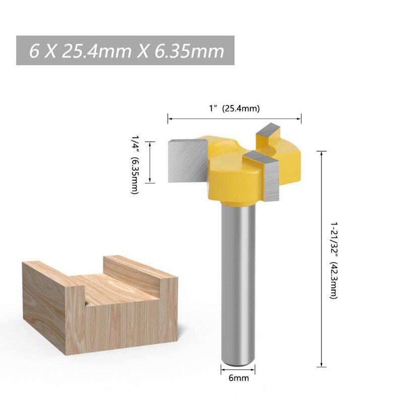 Фреза с прямым краем, долбежная фреза с Т-образным пазом, 6 мм, хвостовик 1/4, 8 мм, фреза для выравнивания деревянных плит, вольфрамовая фреза