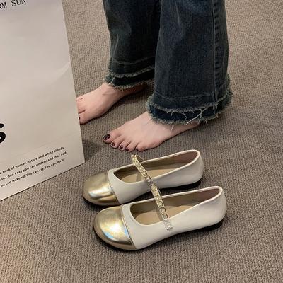 Туфли Мэри Джейн с французским темпераментом и плоской подошвой для женщин, весна 2025, новые однотонные туфли Xiaoxiangfeng, подходящие по цвету
