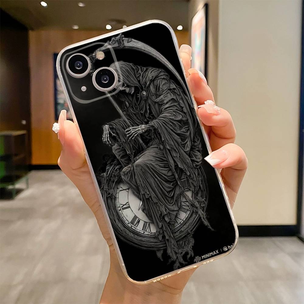 Чехол для телефона Череп Скелет Жнец Для iPhone 17 16e 16 15 14 13 12 11mini Pro Max X XR XSMAX 8 7 Air Plus Мягкий чехол