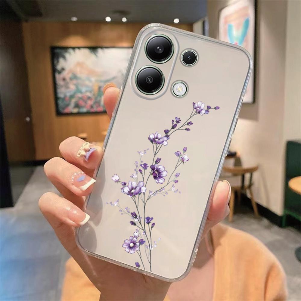 Корейский Цветочный INS Минималистичный Растения Чехол для Телефона Для Xiaomi Redmi Note Note 13 9 11 10 12 Pro 12S Мягкий ТПУ Прозрачный Чехол для Девочек