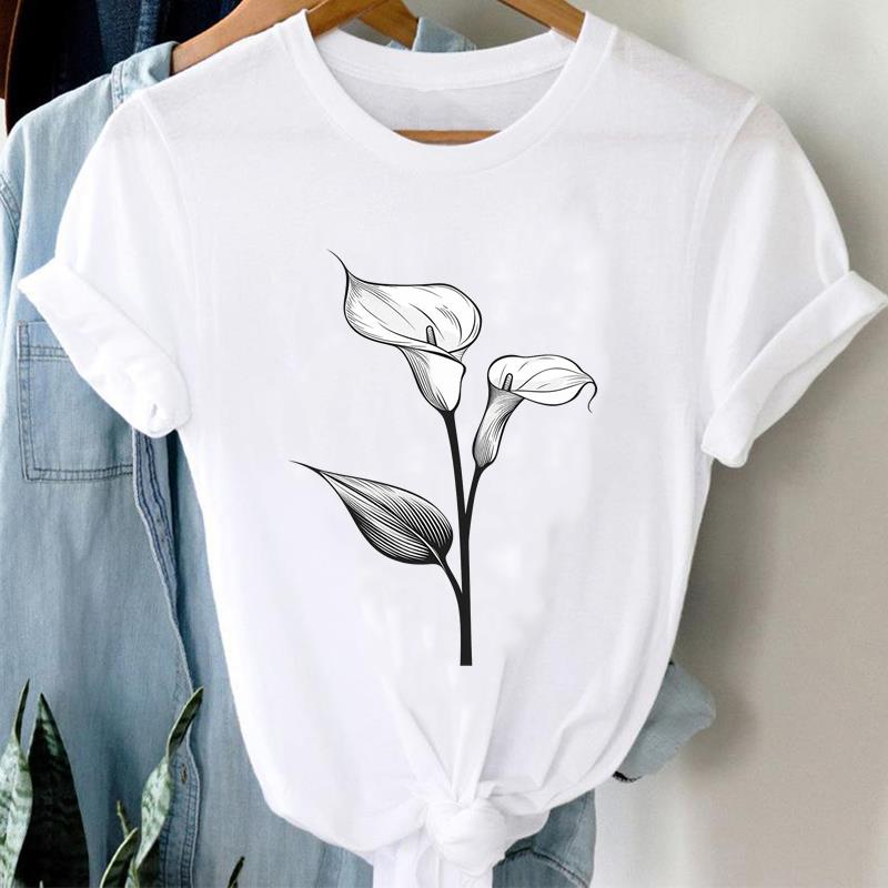 (Asian Size) Women Casual Trend Lovely Cute 90s Short Sleeve T Shirt Tee Top Clothing Fashion Print Lady Female Graphic T-shirts