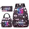 3Pcs/set Anime Kpop Printed Backpack Handbag Pencil Case for Teenger Student Girl Boy Schoolbag Kid Bookbag Large Capacity Travel Bag Gift