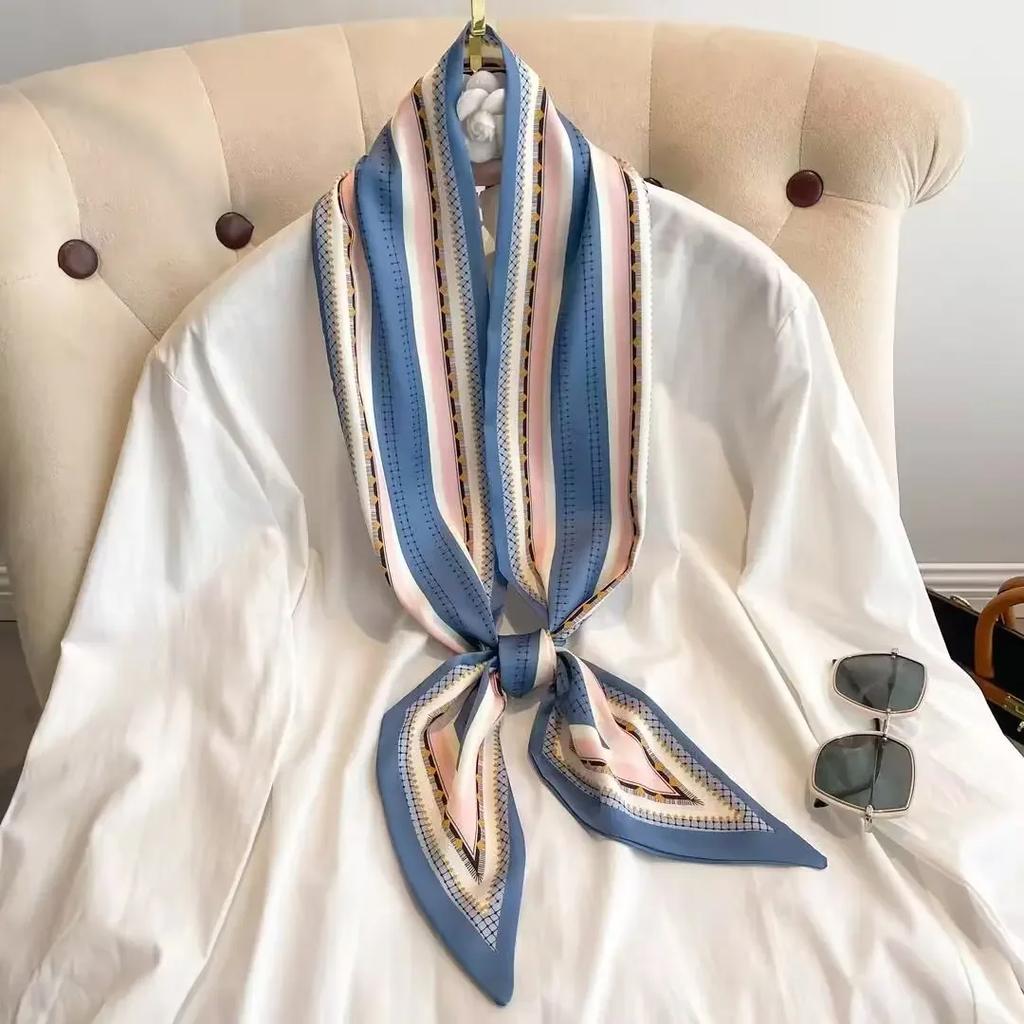 Fashion Print Hair Ribbon Scarf Women Neck Tie Bag Scarfs Satin Silk Skinny Headscarves Ladies Foulard Floral Bands New