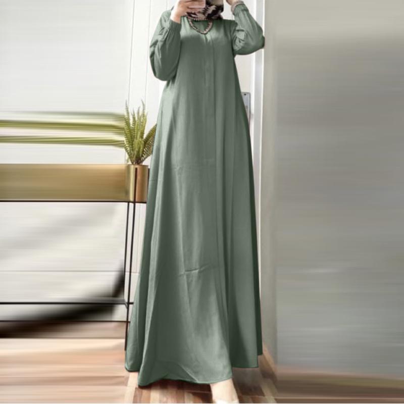 ZANZEA Весеннее свободное повседневное женское платье с круглым вырезом и длинными рукавами