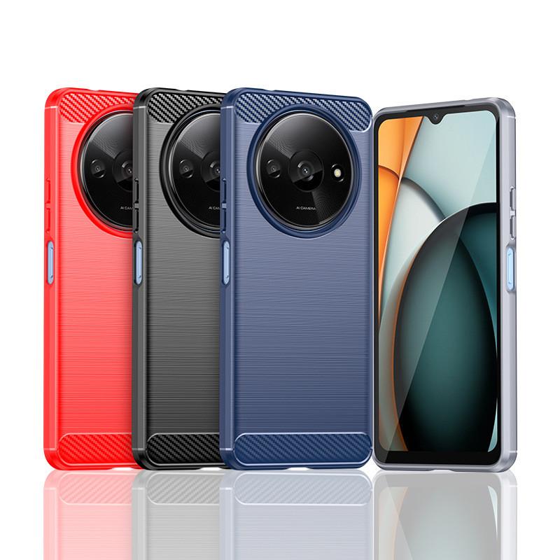 Защитный чехол для мобильного телефона Redmi A3 с текстурой шлифованного карбонового волокна