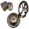 Nautical Brass Handmade Brass Sundial Compass Beautiful Gift Item with Leather Box 6.35 Cm
