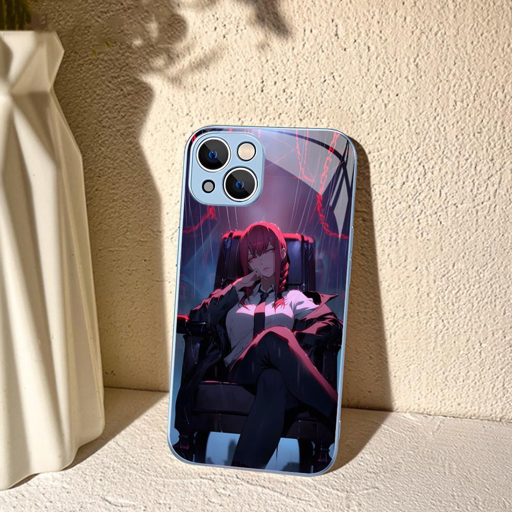 Чехол для телефона Chainsaw Man Makima для IPhone 14 13 12 Mini 11 Pro XS Max X XR 14 Plus Закаленное стекло