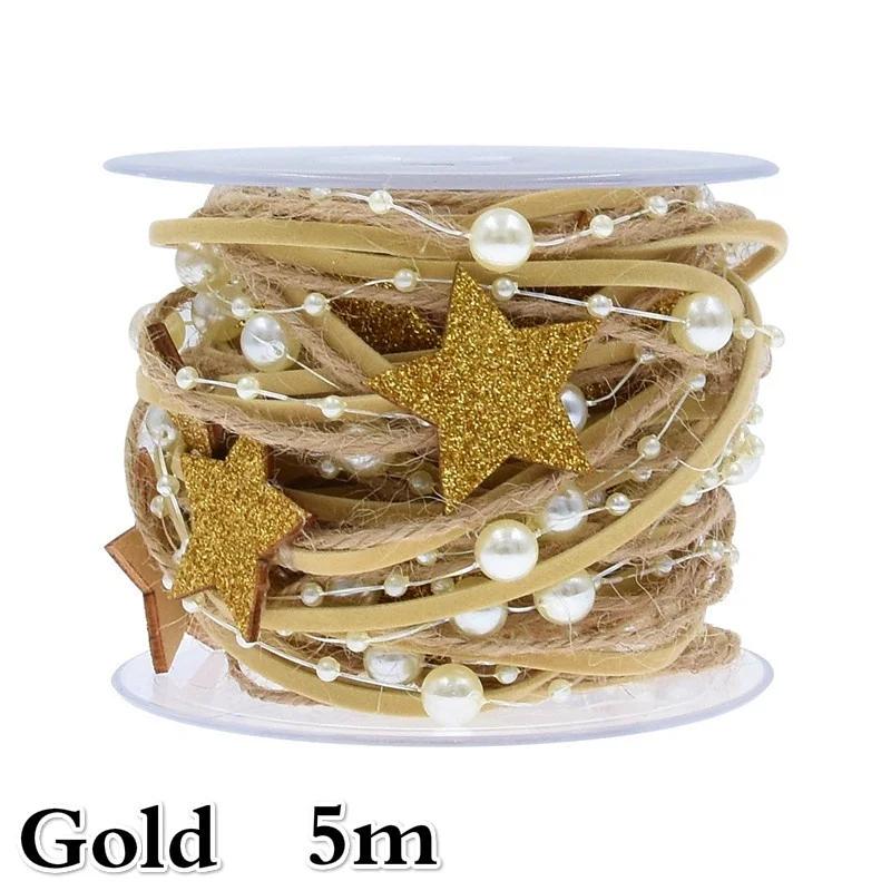 2 м / 5 м рождественские украшения из лент пентаграмма цепочка из бусин лента Рождественская елка DIY Декор украшения для дома новогодний подарок