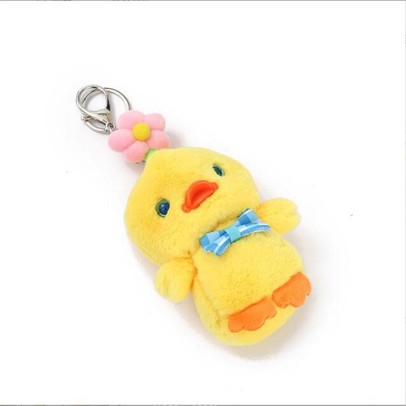 Size12CM Cute Flower Chicken Plush Toy Pendant Doll Duck Bag Hanging Jewelry Key Claw Machine Doll Christmas