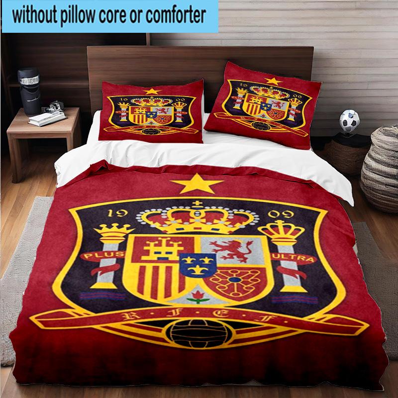 3pcs Spanish National Emblem Printed Bedding Set Duvet Cover Closure Includes 1 Duvet Cover & 2 Pillowcases Bedding Sets Home Decor Gifts
