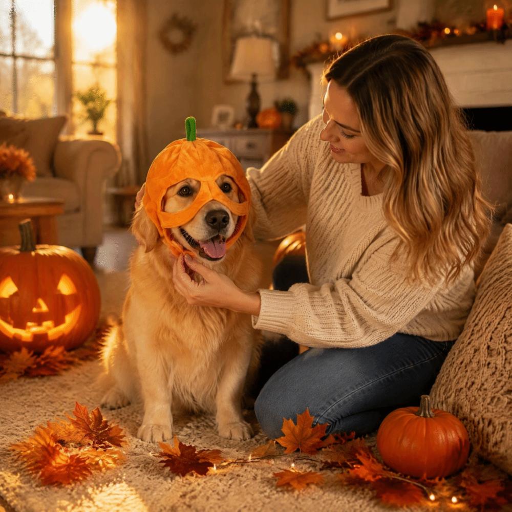 Soft Cat Pumpkin Hat 3D Pet Halloween Costume Creative Halloween Pet Headgear Fall Costume
