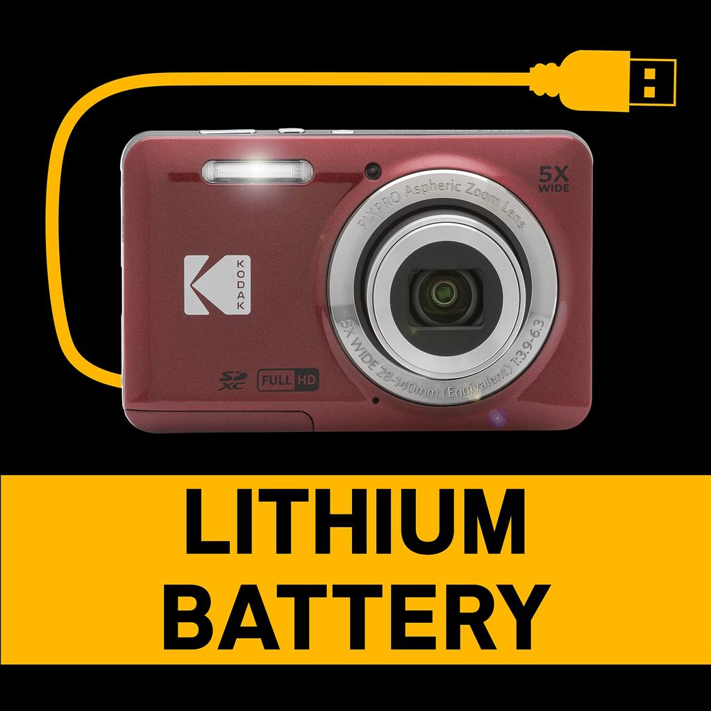 KODAK PIXPRO Easy To Use Zoom 16MP Digital Camera 5x Optical Zoom Wide Angle 28mm Inch LCD Screen FZ55-RD 2.7 (Red)