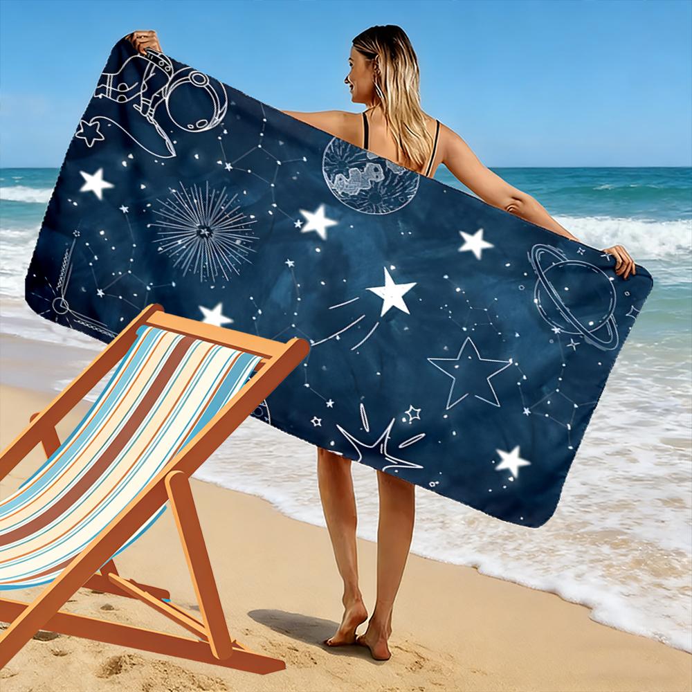 Astronaut and Stars Galaxy Design Beach towel quick-drying for travel outdoor sports jogging beach and swimming