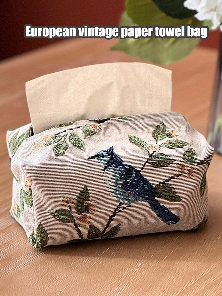 Ткань Европейский Винтажный Стиль Гостиная Стол Сумка для Хранения Жаккардовая Бумажная Сумка с Рисунком Бытовая Настольная Бумажная Сумка с Рисунком
