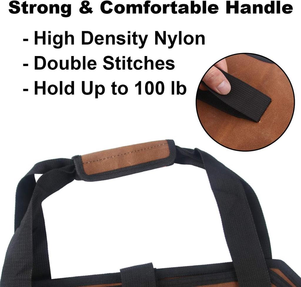 Heavy Duty Waxed Canvas Log Tote Bag Firewood Carrier with Handles for Fireplace Fire Pit Camping Wood Storage Holder