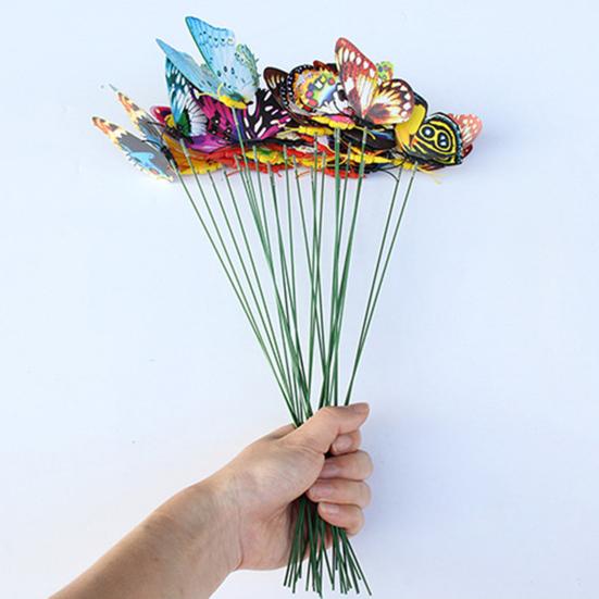 10 шт. светящийся колышек для бабочек, устойчивый к погодным условиям, уличный садовый горшок, ваза, 3D-поддельный колышек для бабочек, декоративная фотореквизит