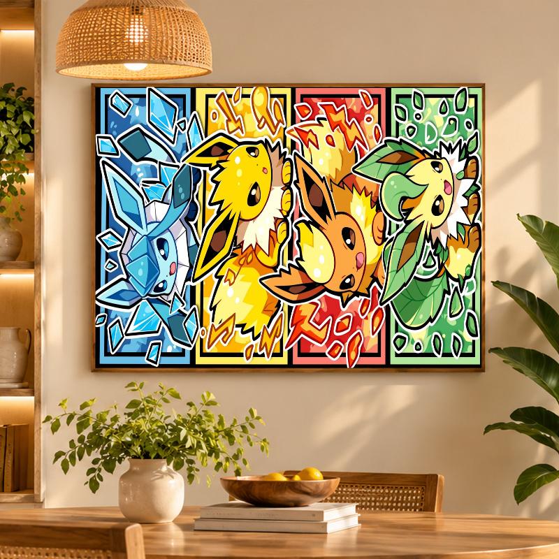 5D Diamond Painting Eevee Evolutions DIY Full Drill Diamond Art Kit Home Decoration