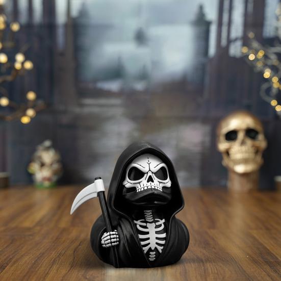 Scythe Фигурка Скелета Утки Смола Готическая Утка Орнамент Скелет Утки Коллекционная Статуэтка для Украшения на Хэллоуин Дом Офис Стол