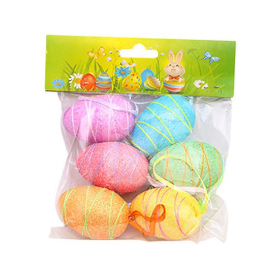6Pcs/Set Hanging Decor Decorative Bright-colored Cute Attractive Beautiful Easter Egg Widget for Party